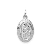 Sterling Silver Rhodium-plated Saint Christopher Pendant, 22x10mm